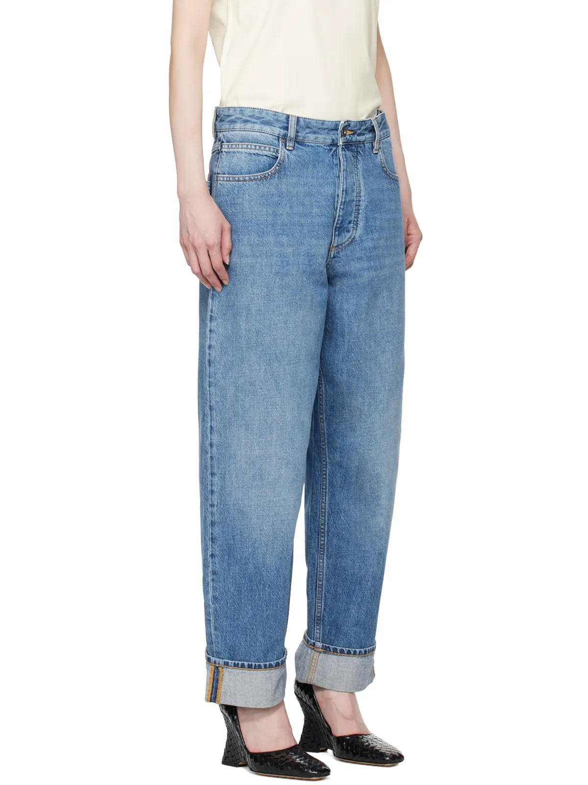 Bottega Veneta ロールアップ ヴィンテージ ミディアム インディゴ デニム ジーンズ - 画像2