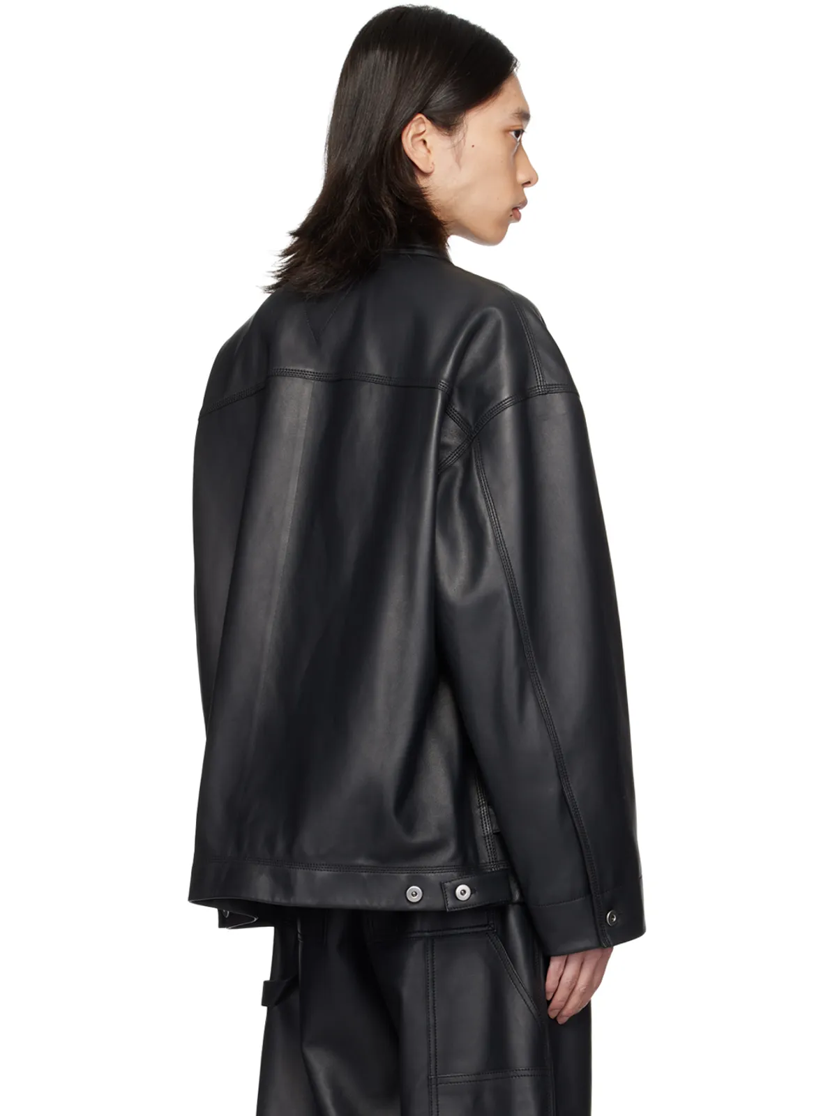 Bottega Veneta スプレッドカラー レザージャケット - 画像3