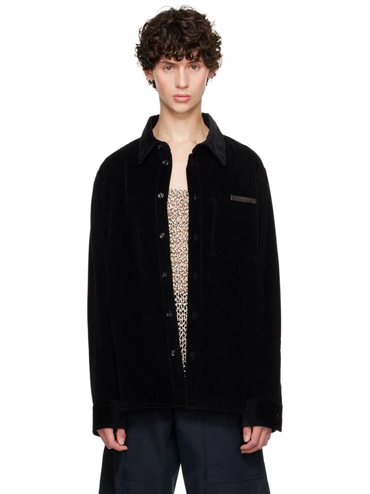 Bottega Veneta レザートリム シャツ - 画像1