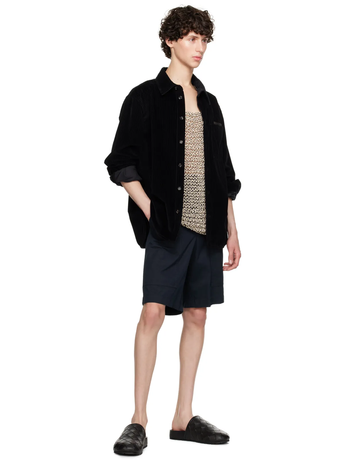 Bottega Veneta レザートリム シャツ - 画像4