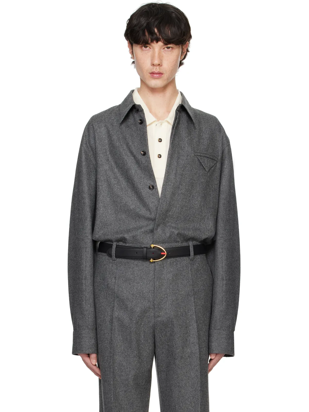 Bottega Veneta ライト ウールフランネル シャツ - 画像1