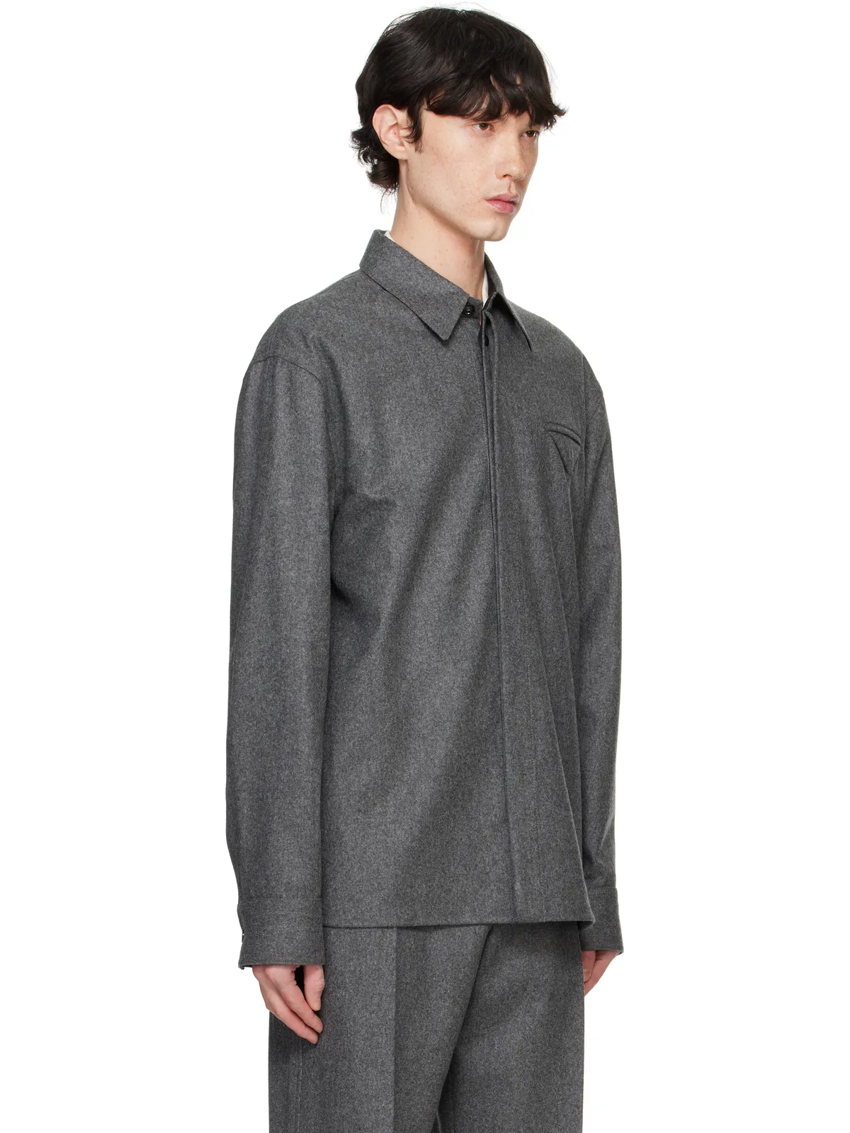 Bottega Veneta ライト ウールフランネル シャツ - 画像4
