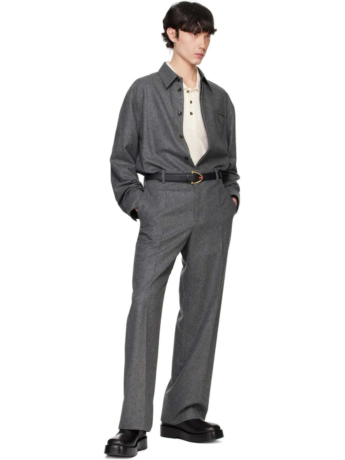 Bottega Veneta ライト ウールフランネル シャツ - 画像5