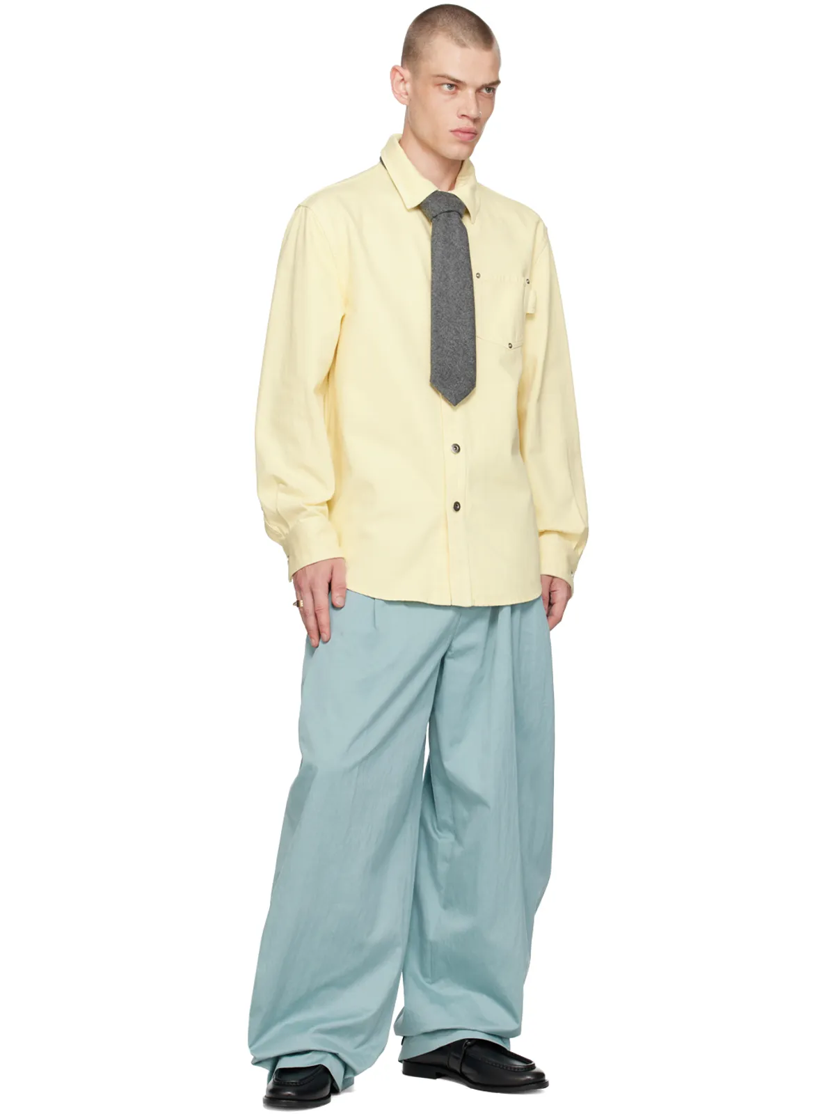 Bottega Veneta ウールフランネル ライト ネクタイ - 画像3