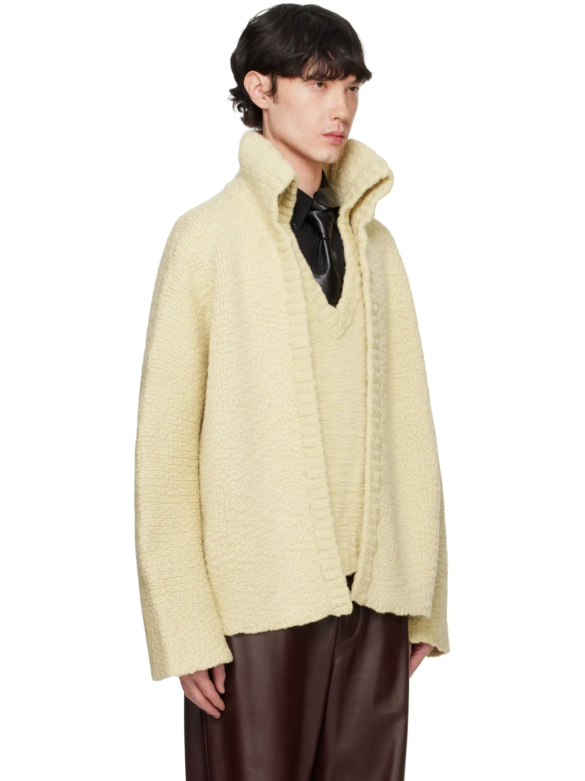 Bottega Veneta テクスチャード ウール ダブルレイヤー カーディガン - 画像4