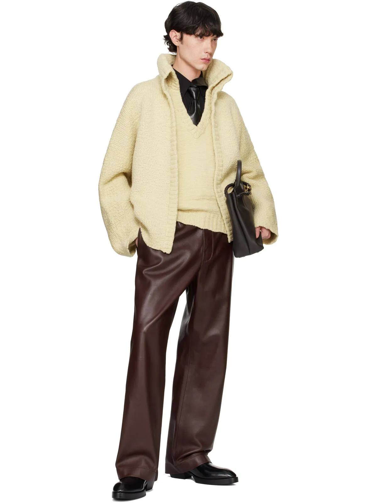 Bottega Veneta テクスチャード ウール ダブルレイヤー カーディガン - 画像5
