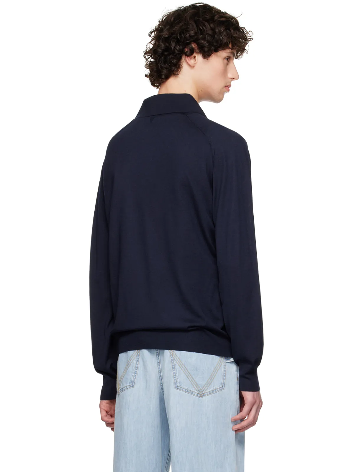 Bottega Veneta インバーテッド シーム ニットポロシャツ - 画像3