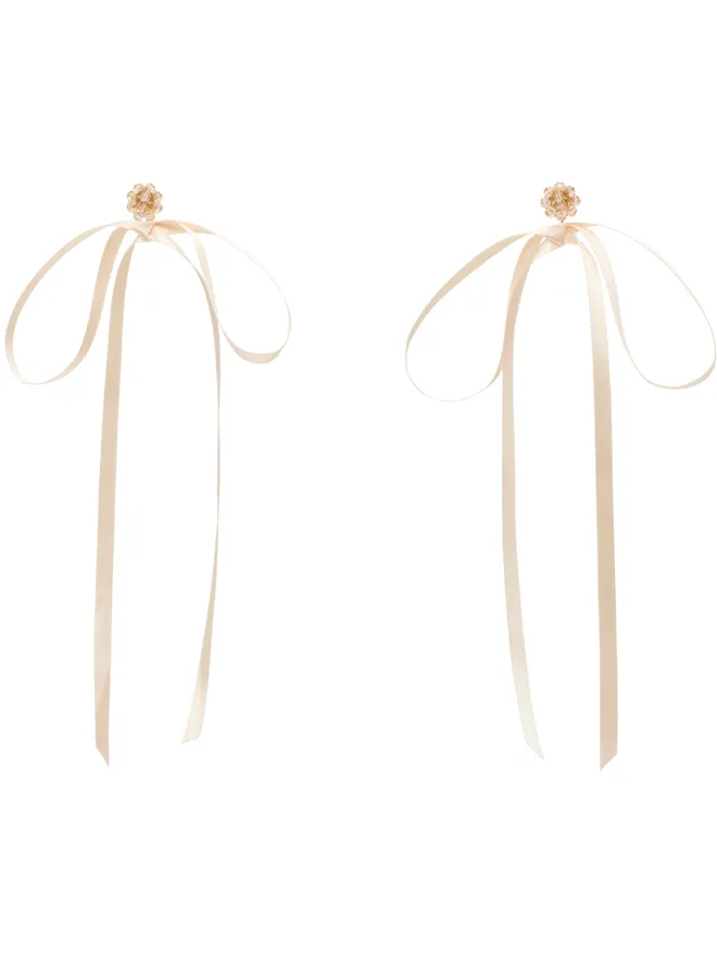 Simone Rocha Simone Rocha ピンク Bow Ribbon スタッドピアスの商品画像