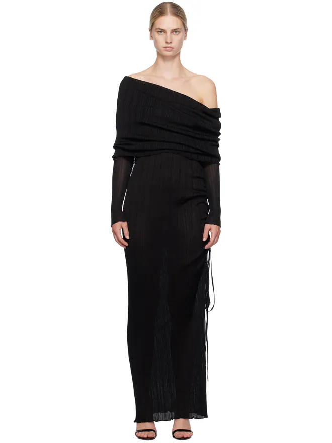 ALAÏA ALAÏA ドレープ オフショルダー マキシドレスの商品画像