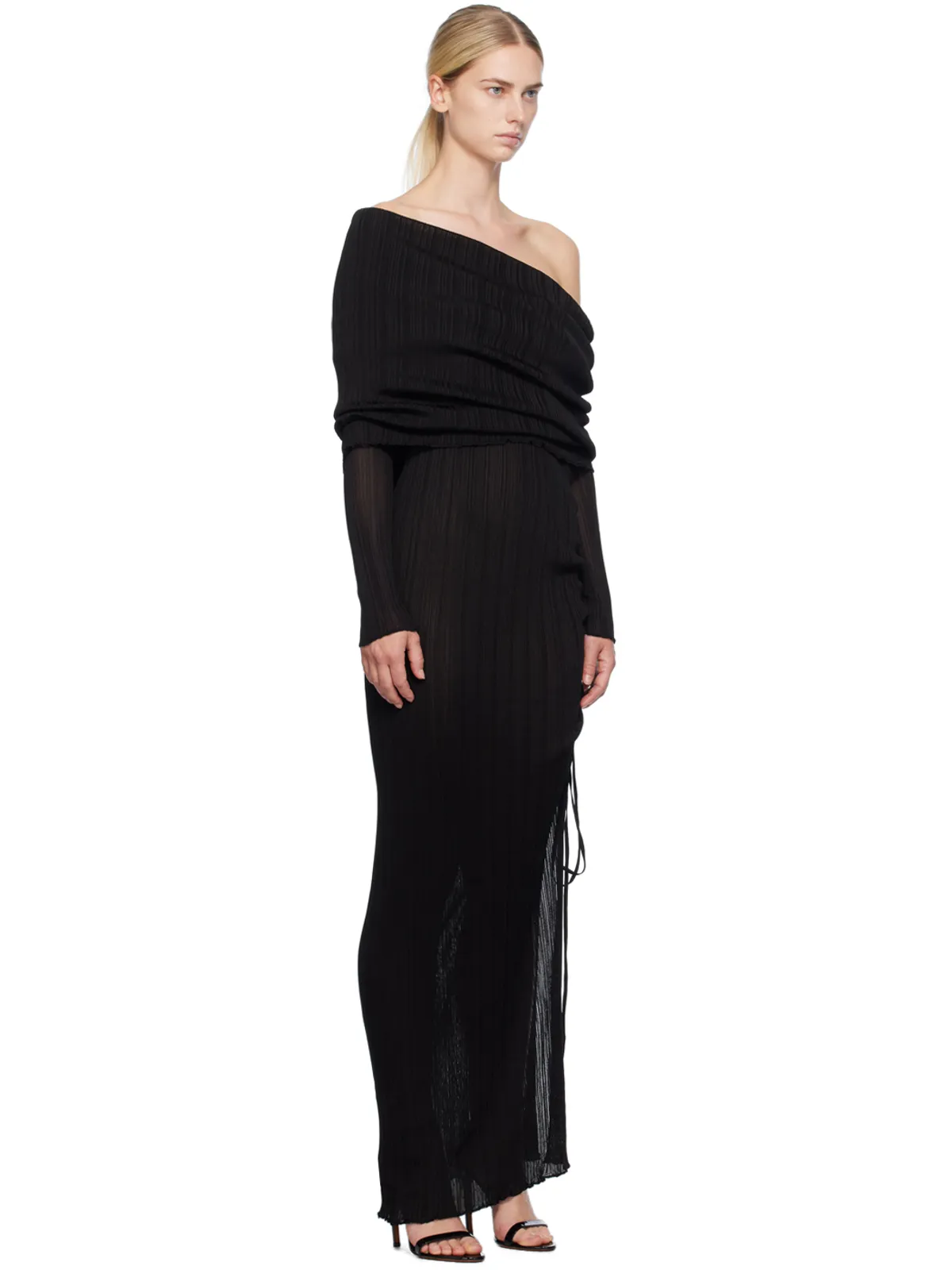 ALAÏA ドレープ オフショルダー マキシドレス - 画像2