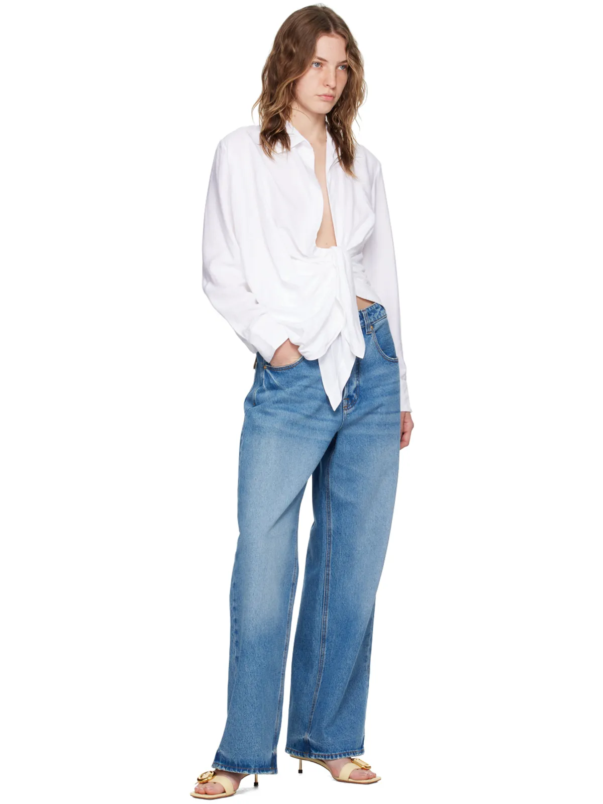 JACQUEMUS Les Sculpturesコレクション ホワイト La chemise Bahia シャツ - 画像4
