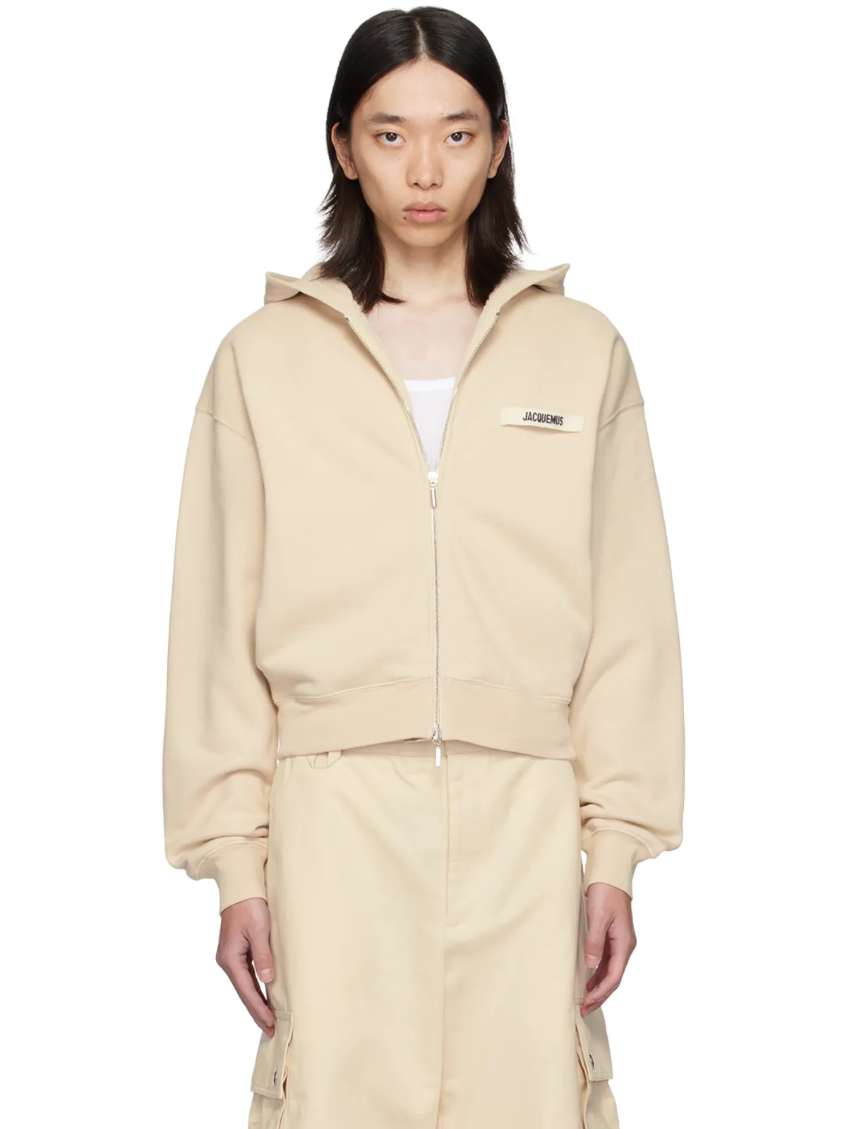 JACQUEMUS La Casaコレクション ベージュ Le hoodie Gros Grain zippé フーディ - 画像1