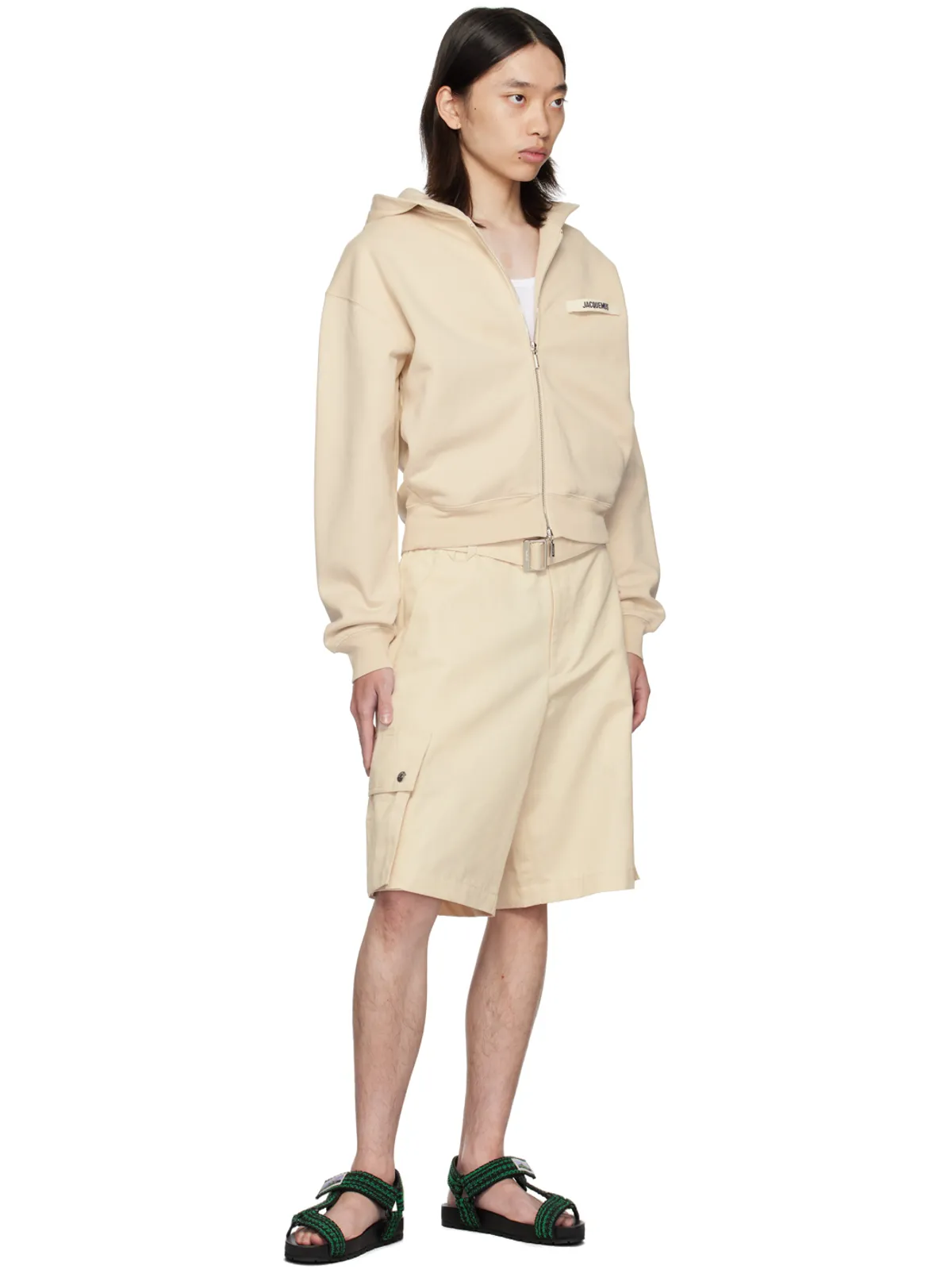 JACQUEMUS La Casaコレクション ベージュ Le hoodie Gros Grain zippé フーディ - 画像4