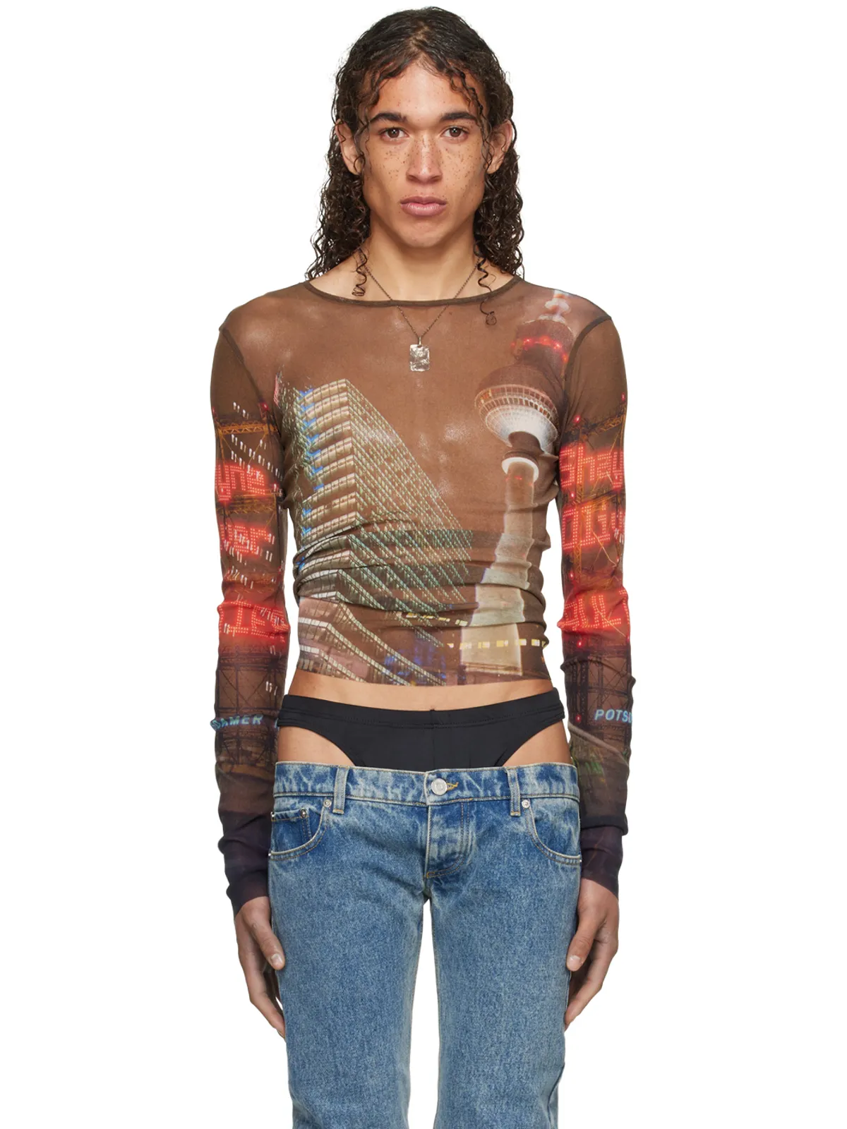 Jean Paul Gaultier Shayne Oliverエディション ブラウン 長袖Tシャツ - 画像1