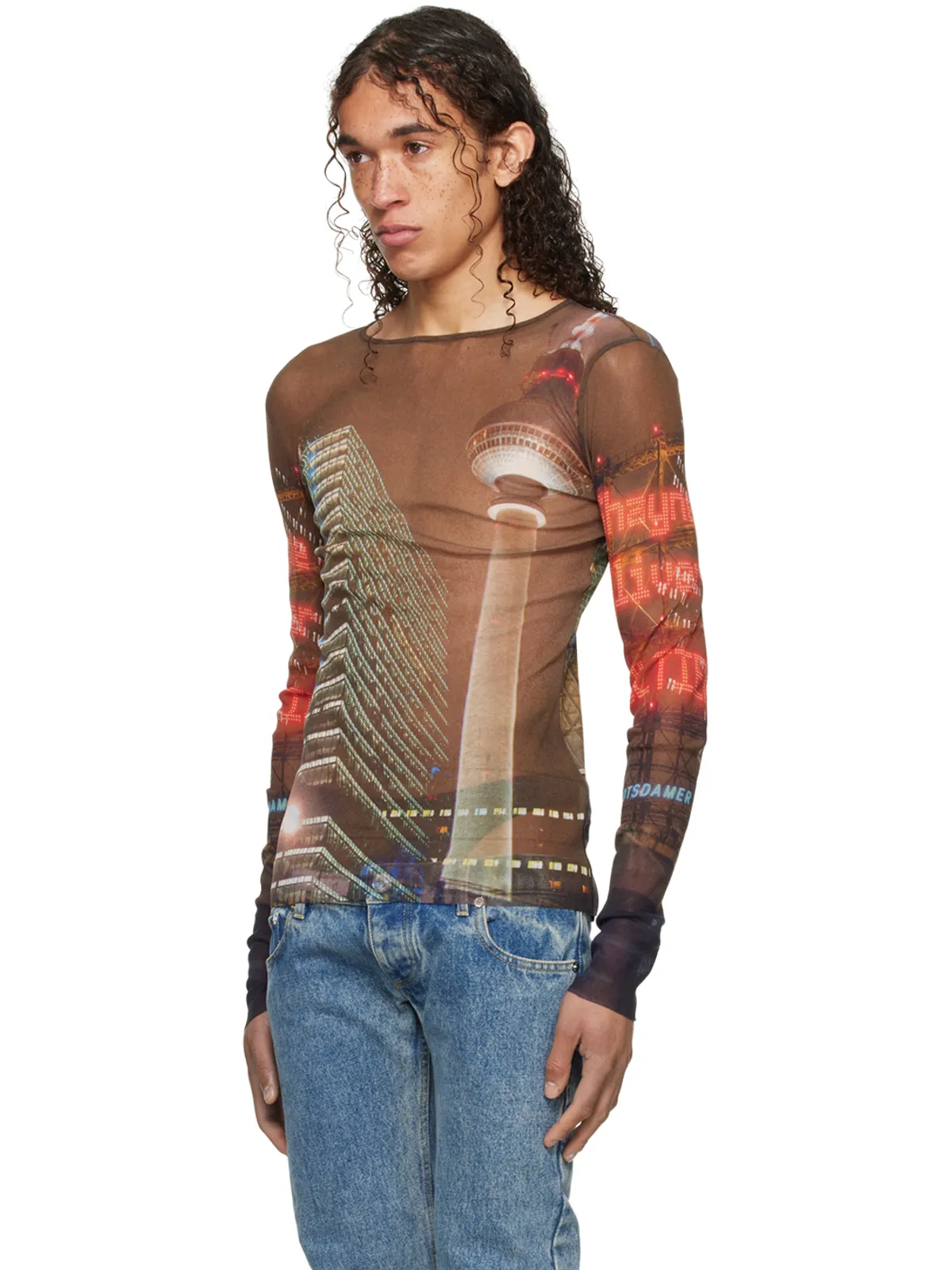 Jean Paul Gaultier Shayne Oliverエディション ブラウン 長袖Tシャツ - 画像4