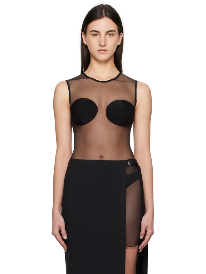 Nensi Dojaka Nensi Dojaka Padded Bra Sleeveless Sheer ボディスーツの商品画像