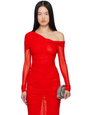 Mugler ワンショルダー ルーシュ ボディスーツ - サムネイル1