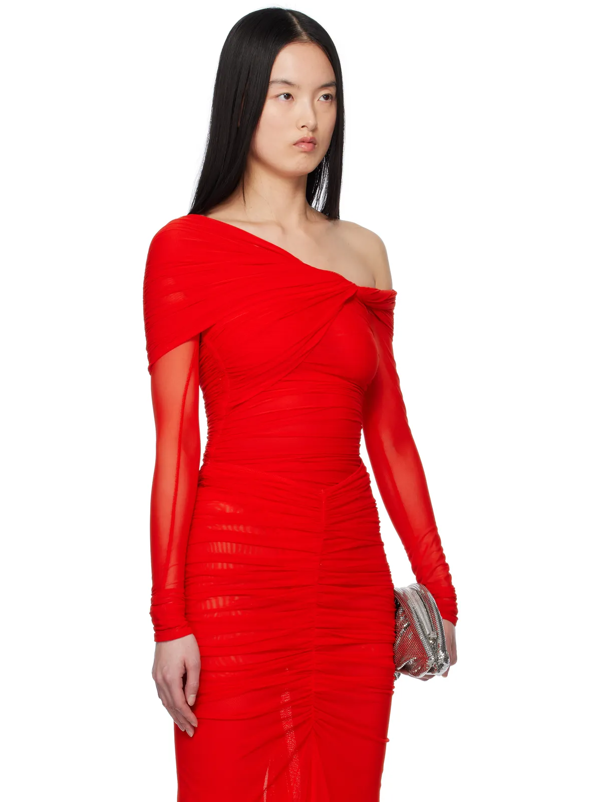 Mugler ワンショルダー ルーシュ ボディスーツ - 画像2