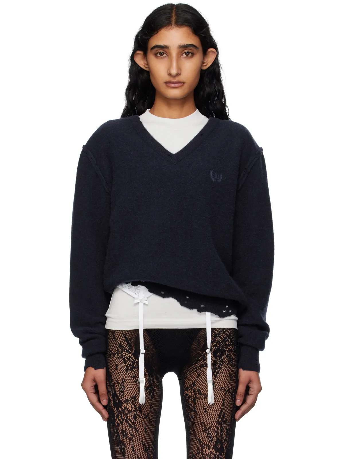 Balenciaga Laurel Classic インサイドアウト Vネックセーター - 画像1