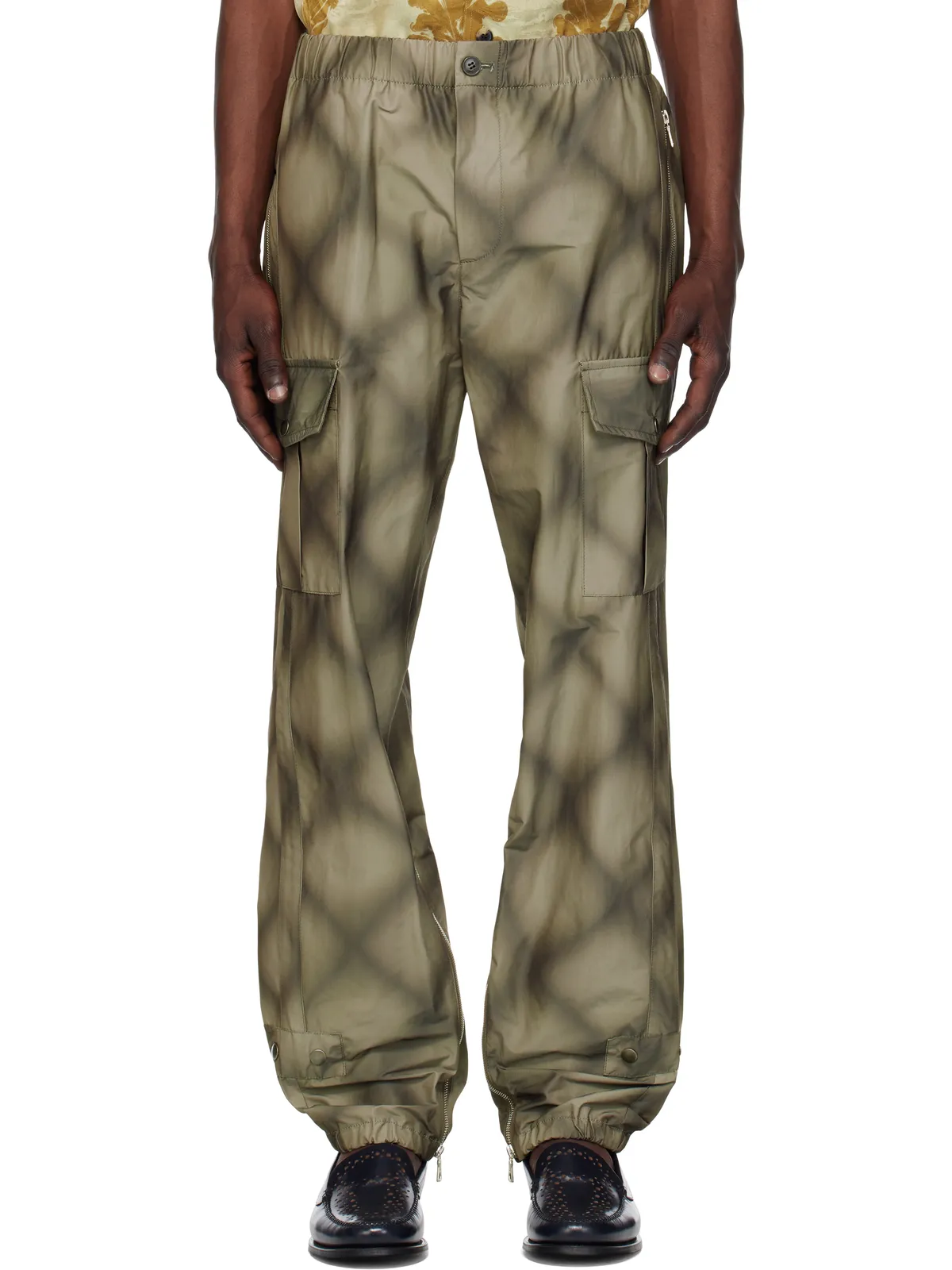 Dries Van Noten カーキ チェック カーゴパンツ - 画像1