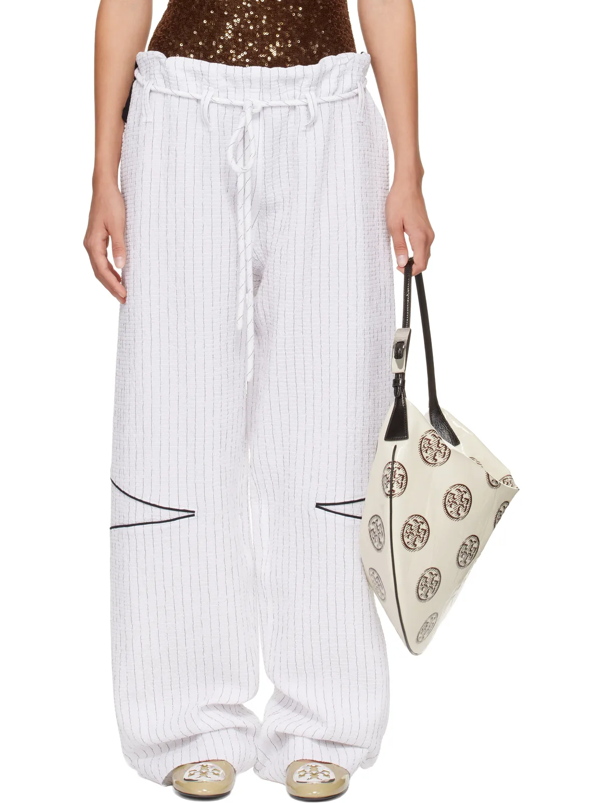 Tory Burch SSENSE限定 Cotton Baggy トラウザーズ - 画像1