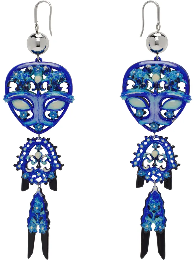 Tory Burch Tory Burch シルバー＆ブルー Alien ピアスの商品画像