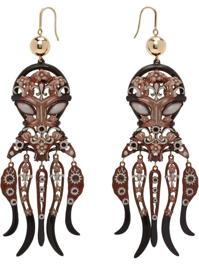 Tory Burch Tory Burch ゴールド＆ブラウン Octopus ピアスの商品画像