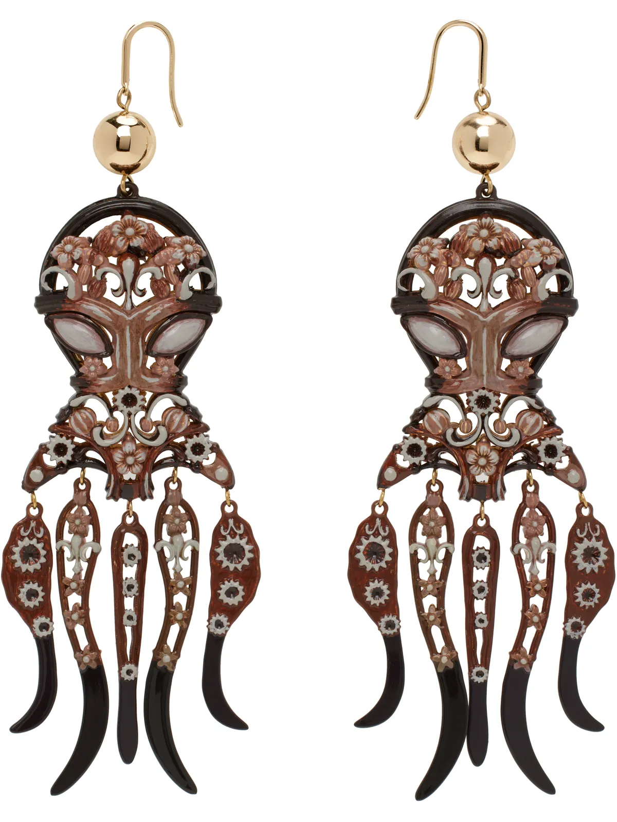 Tory Burch ゴールド＆ブラウン Octopus ピアス - 画像1