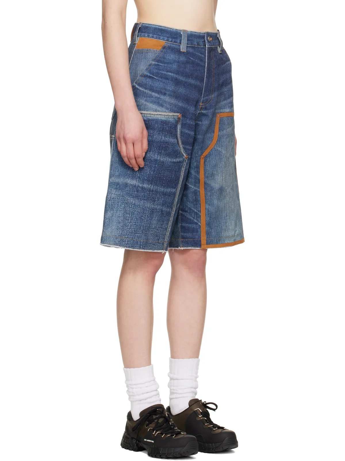 Andersson Bell トロンプルイユ ダブルニー デニムショートパンツ - 画像2