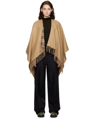 Burberry リバーシブル チェック ウール ケープ - サムネイル1