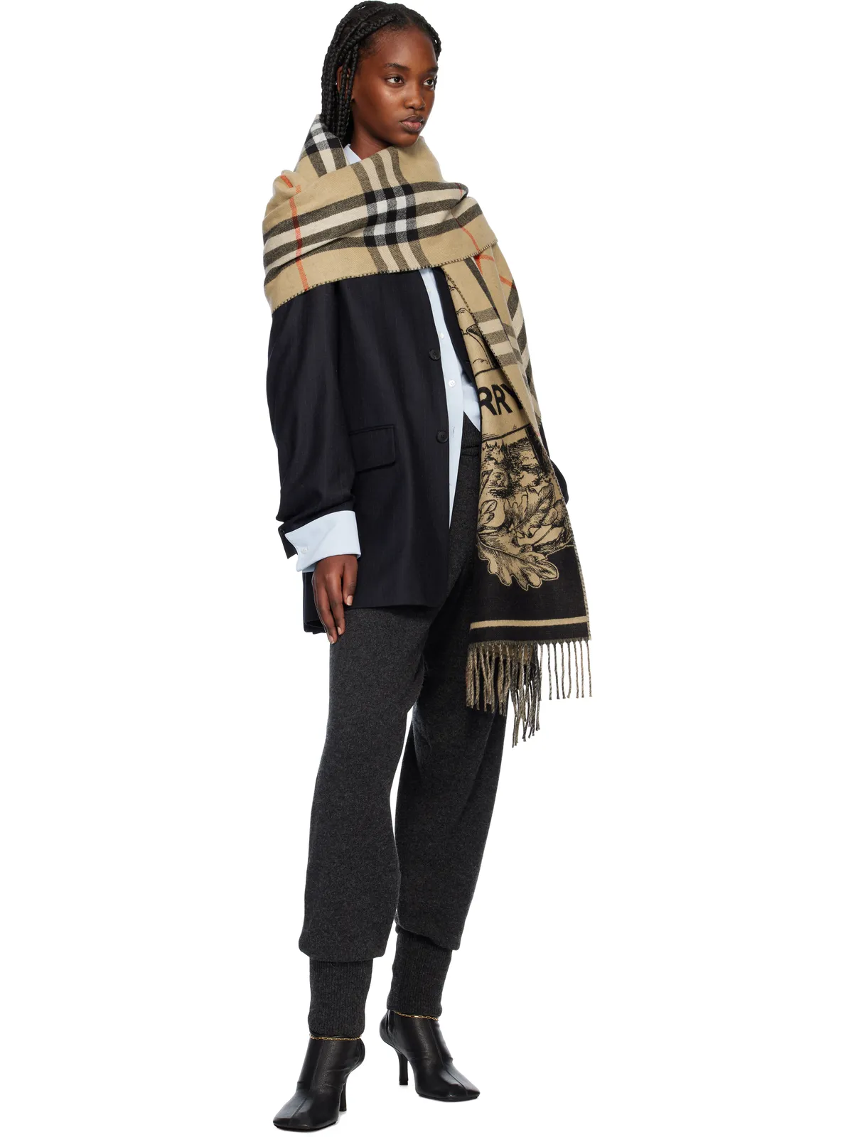 Burberry EKD カシミヤ リバーシブル マフラー - 画像3