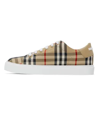 Burberry チェック＆レザー スニーカー - サムネイル3
