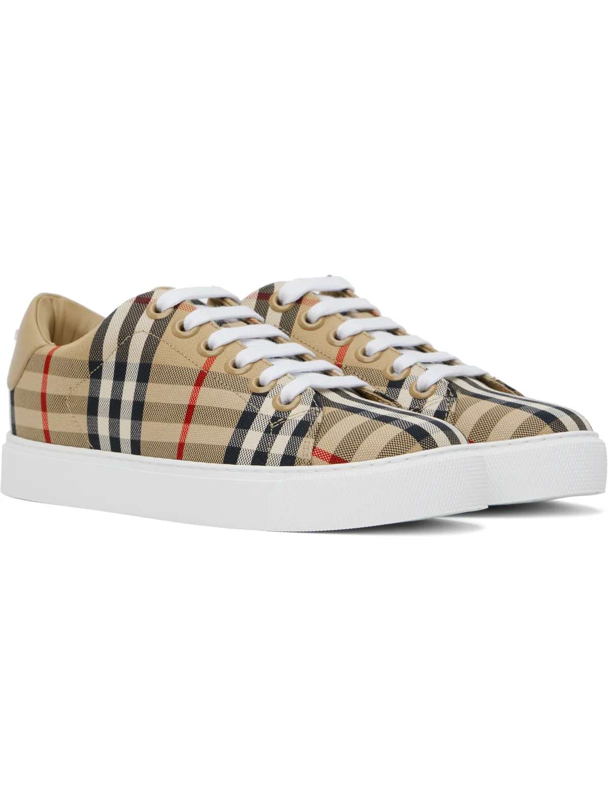 Burberry チェック＆レザー スニーカー - 画像4