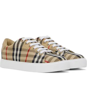 Burberry チェック＆レザー スニーカー - サムネイル4