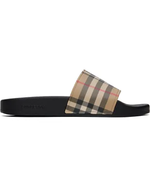 Burberry チェック プールスライド - サムネイル1