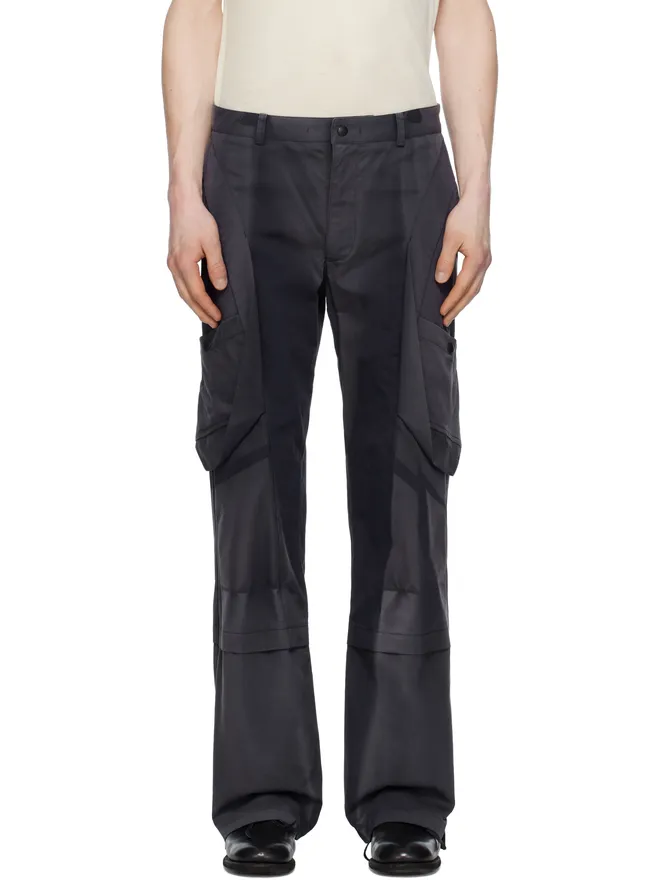 JiyongKim JiyongKim ブルー Draped Pocket サンブリーチ トラウザーズの商品画像