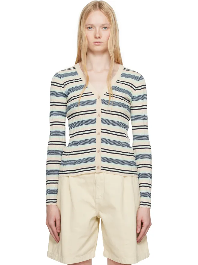 Maison Kitsuné Maison Kitsuné ファインリブ ボーダー カーディガンの商品画像