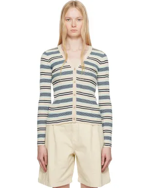 Maison Kitsuné ファインリブ ボーダー カーディガン - サムネイル1