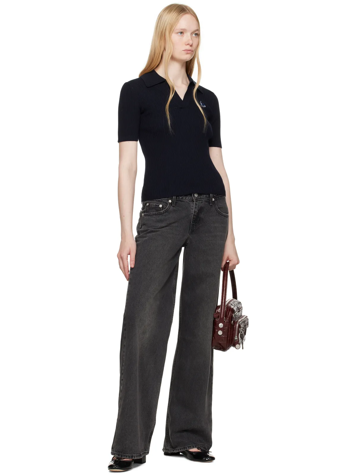 Maison Kitsuné ベビーフォックス パッチ ファイン リブ ニットポロシャツ - 画像4