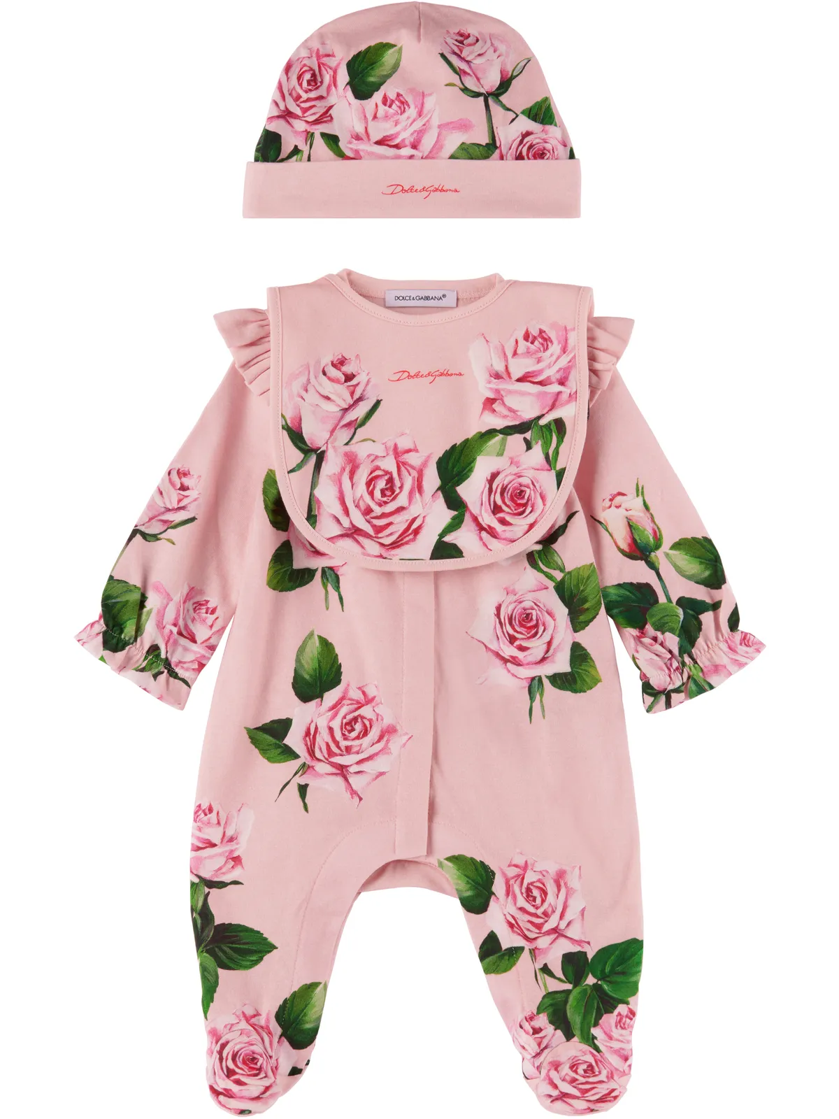 Dolce & Gabbana ベビー｜ ローズプリント ロンパース セット - 画像1