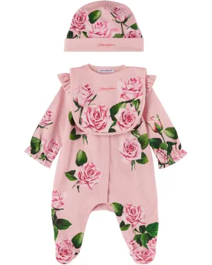 Dolce & Gabbana ベビー｜ ローズプリント ロンパース セット - サムネイル1