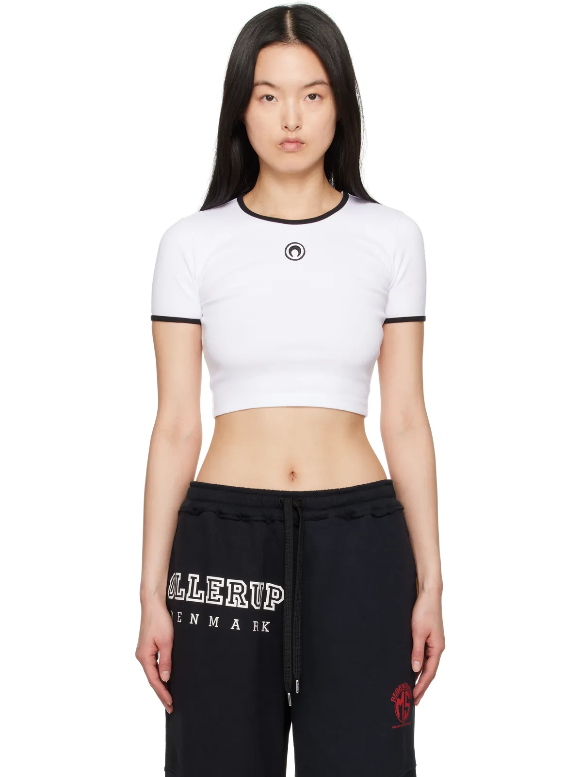 Marine Serre Moon ロゴ ジャージ クロップド Tシャツ - 画像1