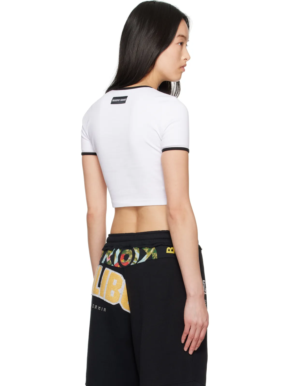 Marine Serre Moon ロゴ ジャージ クロップド Tシャツ - 画像3