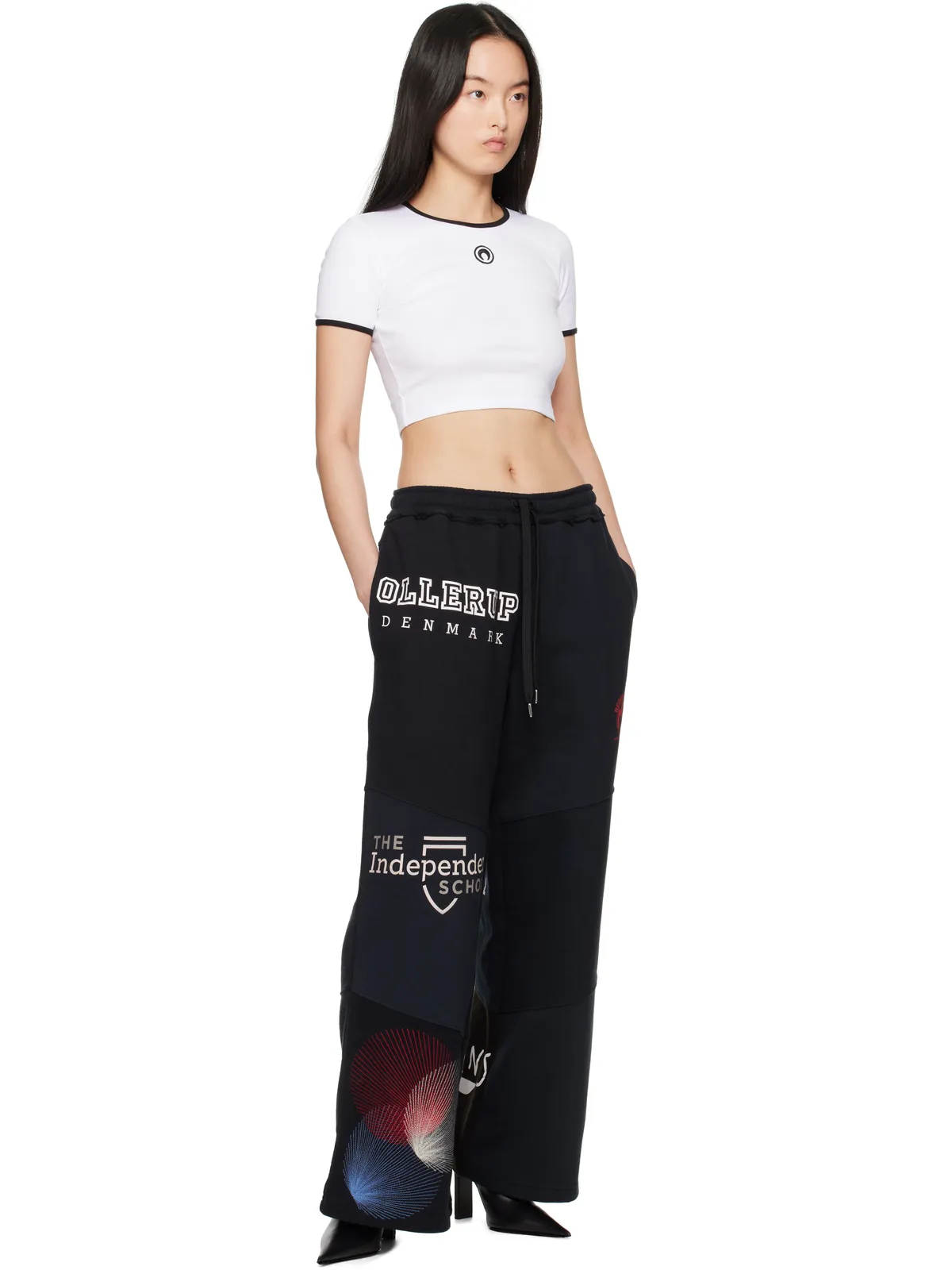Marine Serre Moon ロゴ ジャージ クロップド Tシャツ - 画像4