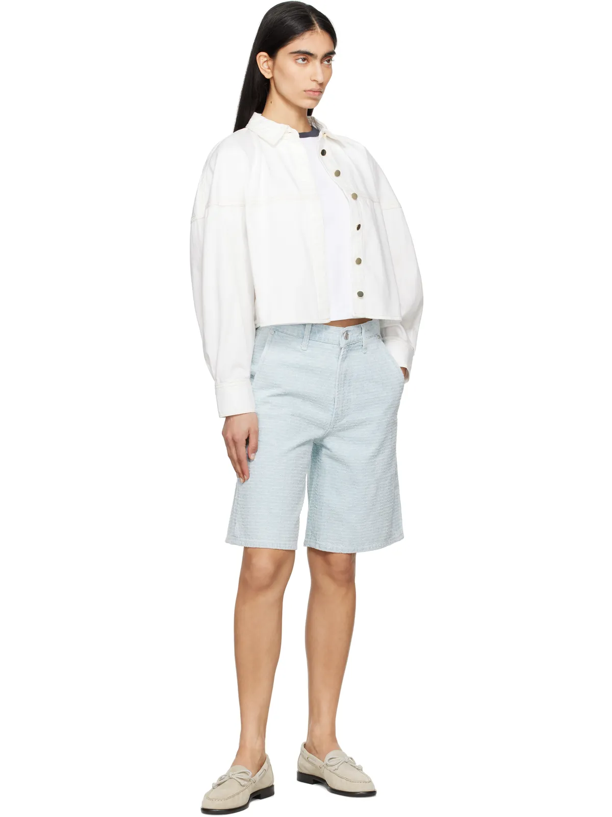 Rag & Bone McKenna テクスチャード デニム テーラードショートパンツ - 画像4