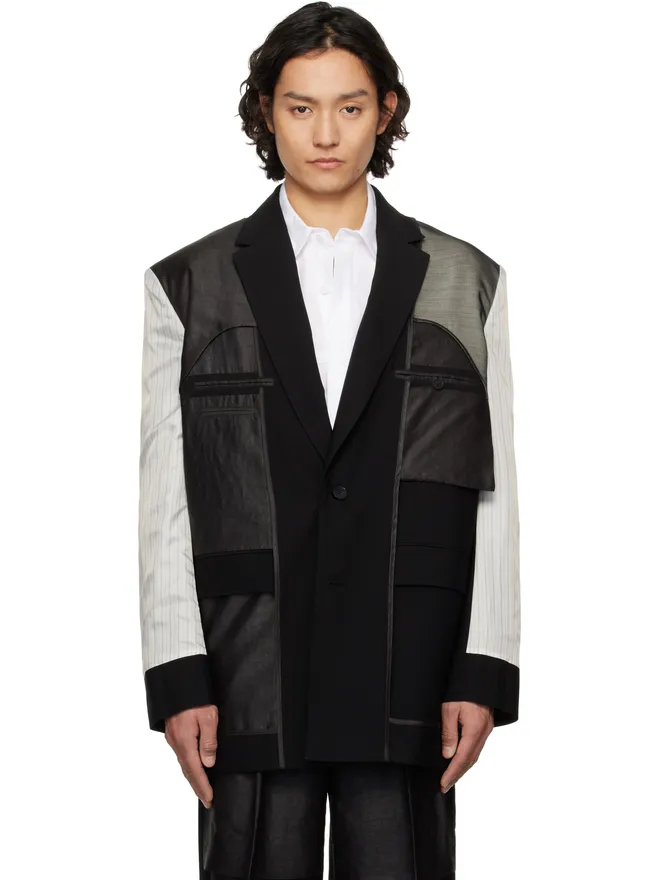 Feng Chen Wang Feng Chen Wang Deconstruction パッチワーク テーラードジャケットの商品画像