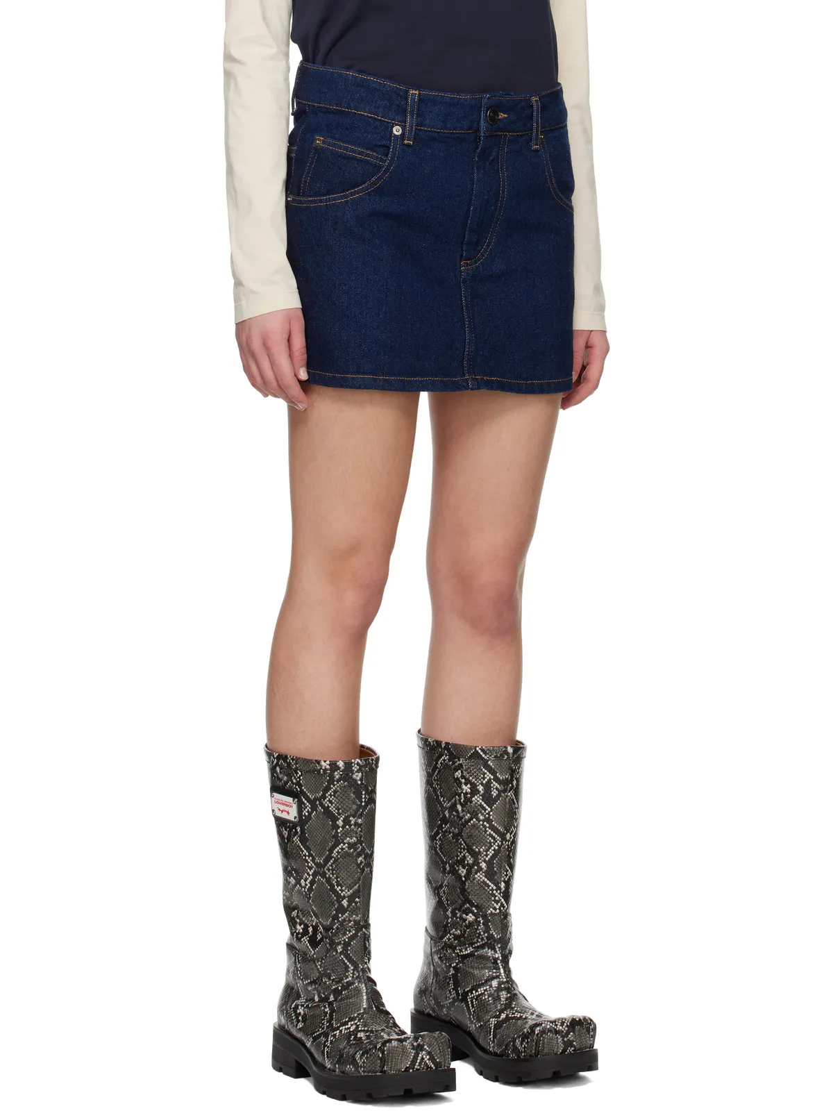Charles Jeffrey LOVERBOY ニット パッチ デニム ミニスカート - 画像2