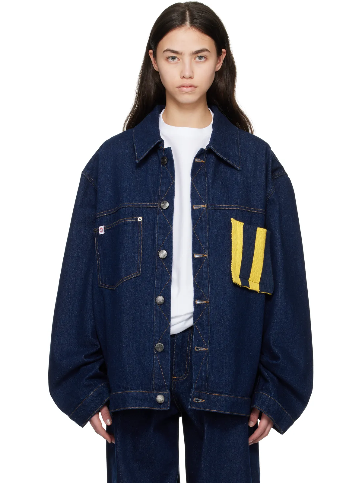 Charles Jeffrey LOVERBOY ニット パッチ カーゴ デニムジャケット - 画像1