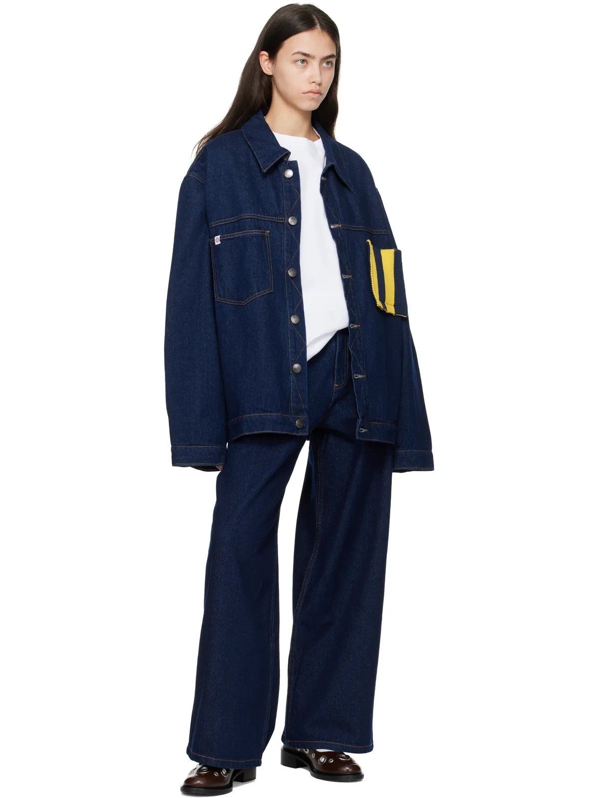 Charles Jeffrey LOVERBOY ニット パッチ カーゴ デニムジャケット - 画像4
