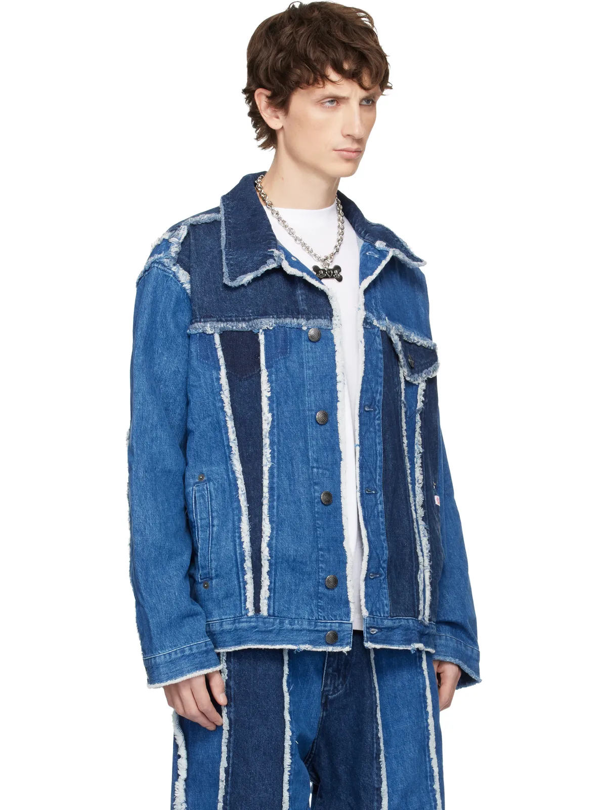 Charles Jeffrey LOVERBOY Clash of Clansエディション フレイド ライン デニムジャケット - 画像2